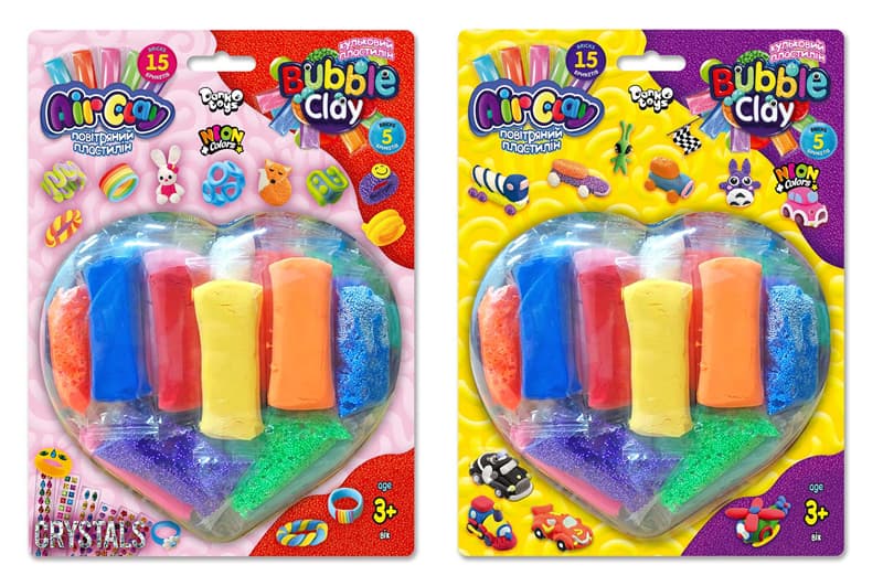 Набір для ліплення Danko Toys Air Clay + Bubble Clay, ARBB-03-01,02