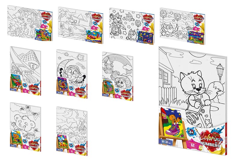 Набір для розпису по номерах CBN-02-01,02,03,04...10 серія 2 "Coloring by numbers" р.31x21 см DANKO