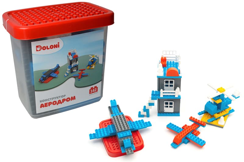 Конструктор блочний 013888/33 "Аеродром" 142 дет. в боксі DOLONI