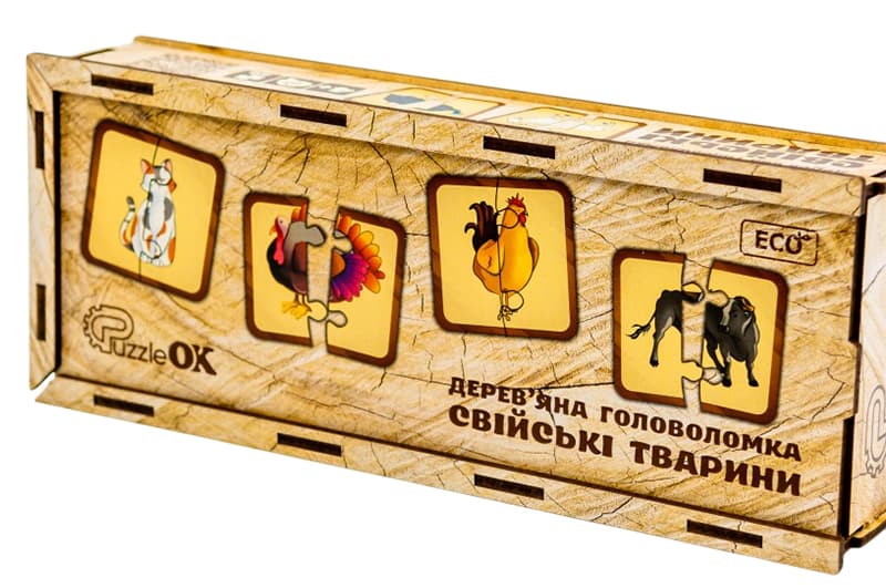 Головоломка дерев'яна Puz-37351 "Свійські тварини" PuzzleOk