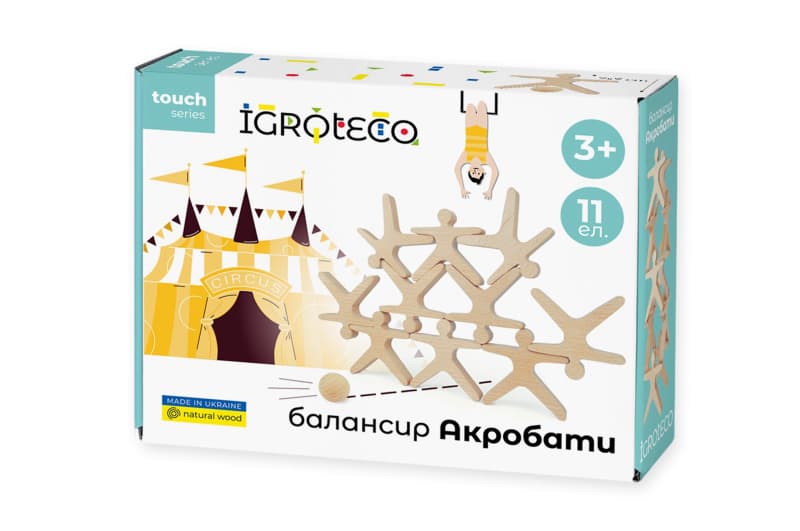 Дерев'яна гра-балансир "Акробати" 11 дет. 900491 IGROTECO