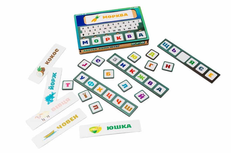 Дерев'яна "Абетка Комп'ютер", Puz-73913 складання слів р. 23х15х3 см PuzzleOk